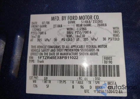 2008 Ford Ranger Fx4 Off-Road/Sport/Xlt z USA, uszkodzony, nr VIN 1FTZR45EX8PB11022